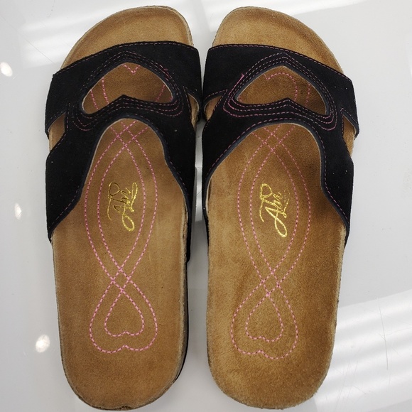 Black Leather Love Sandals Birkenstock Style - Picture 5 of 6